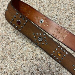 RRL Western style studded leather belt country ralph lauren 32 cowboy buckle vtg